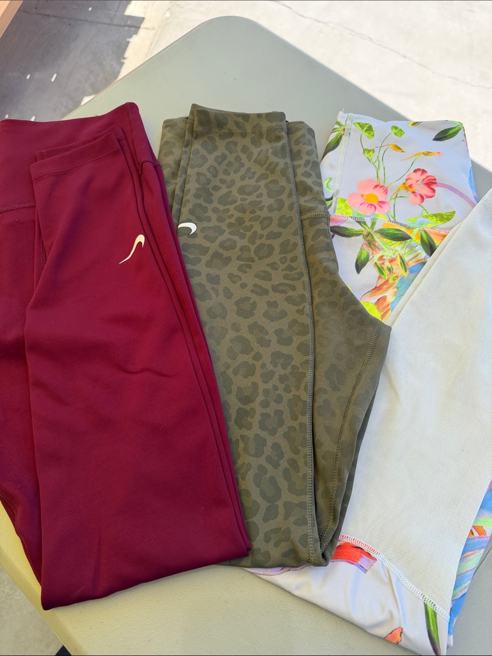 Nike Kids' Leggings Trio - Burgundy, Olive Leopard & Floral